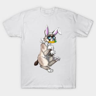 Bobtail BunnyCat: Snowshoe Point (White) T-Shirt